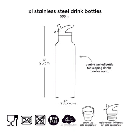 A Little Lovely Company XL RVS Drinkfles Unicorns