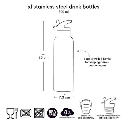 A Little Lovely Company XL RVS Drinkfles Unicorns