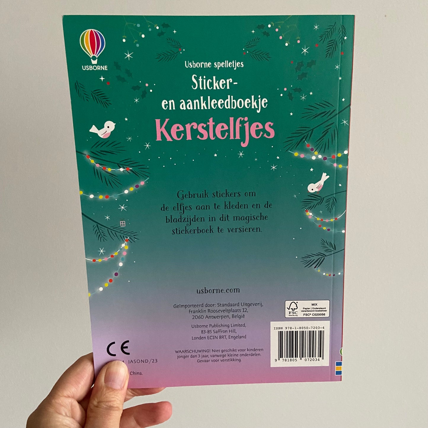 Usborne sticker- en aankleedboekje Kerstelfjes