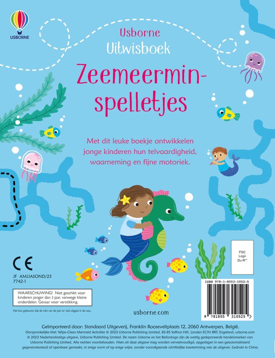 Usborne uitwisboek zeemeerminspelletjes