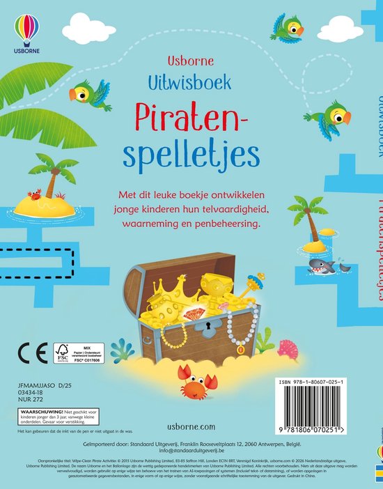 Usborne uitwisboek piratenspelletjes
