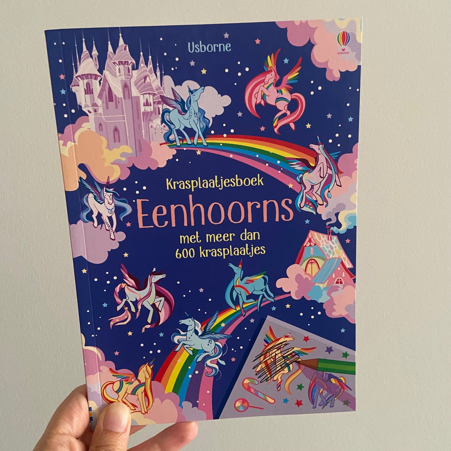 Usborne krasplaatjesboek eenhoorn