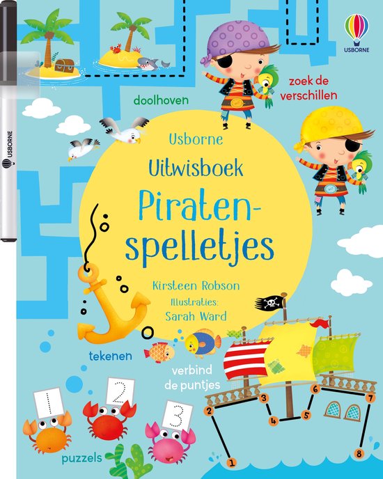 Usborne uitwisboek piratenspelletjes