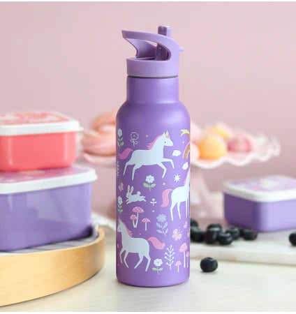A Little Lovely Company XL RVS Drinkfles Unicorns