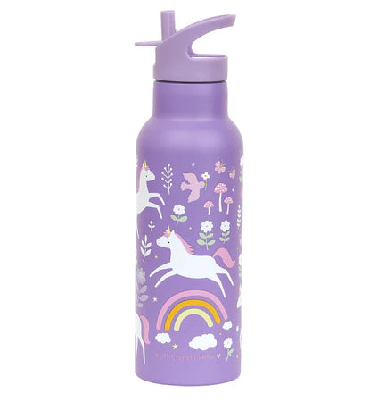 A Little Lovely Company XL RVS Drinkfles Unicorns