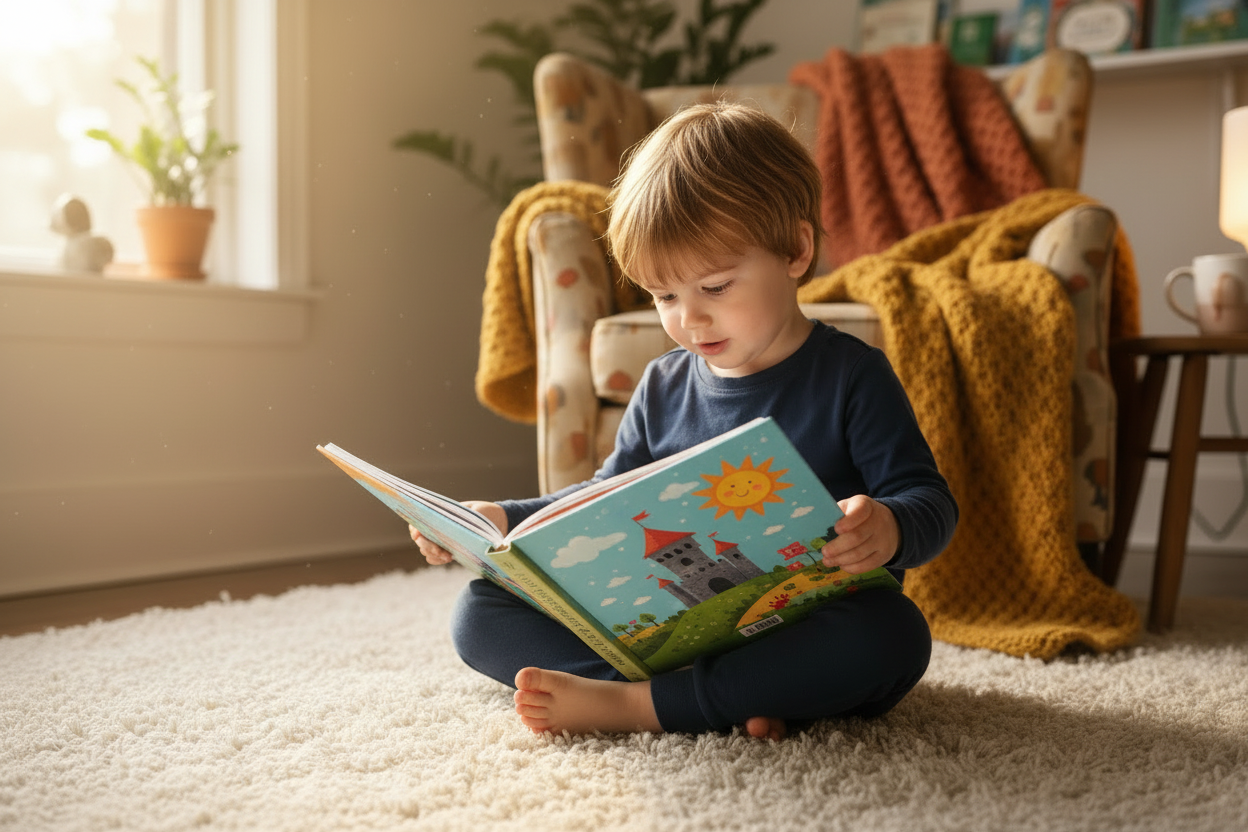 pas de foto aan zodat de titel van het prentenboek niet zichtbaar is